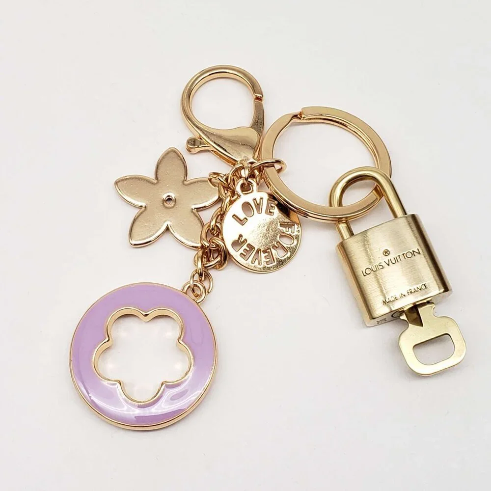 LV Gold Padlock & Key 🔒 Authentic Louis Vuitton Bag Unbranded Flower Charm